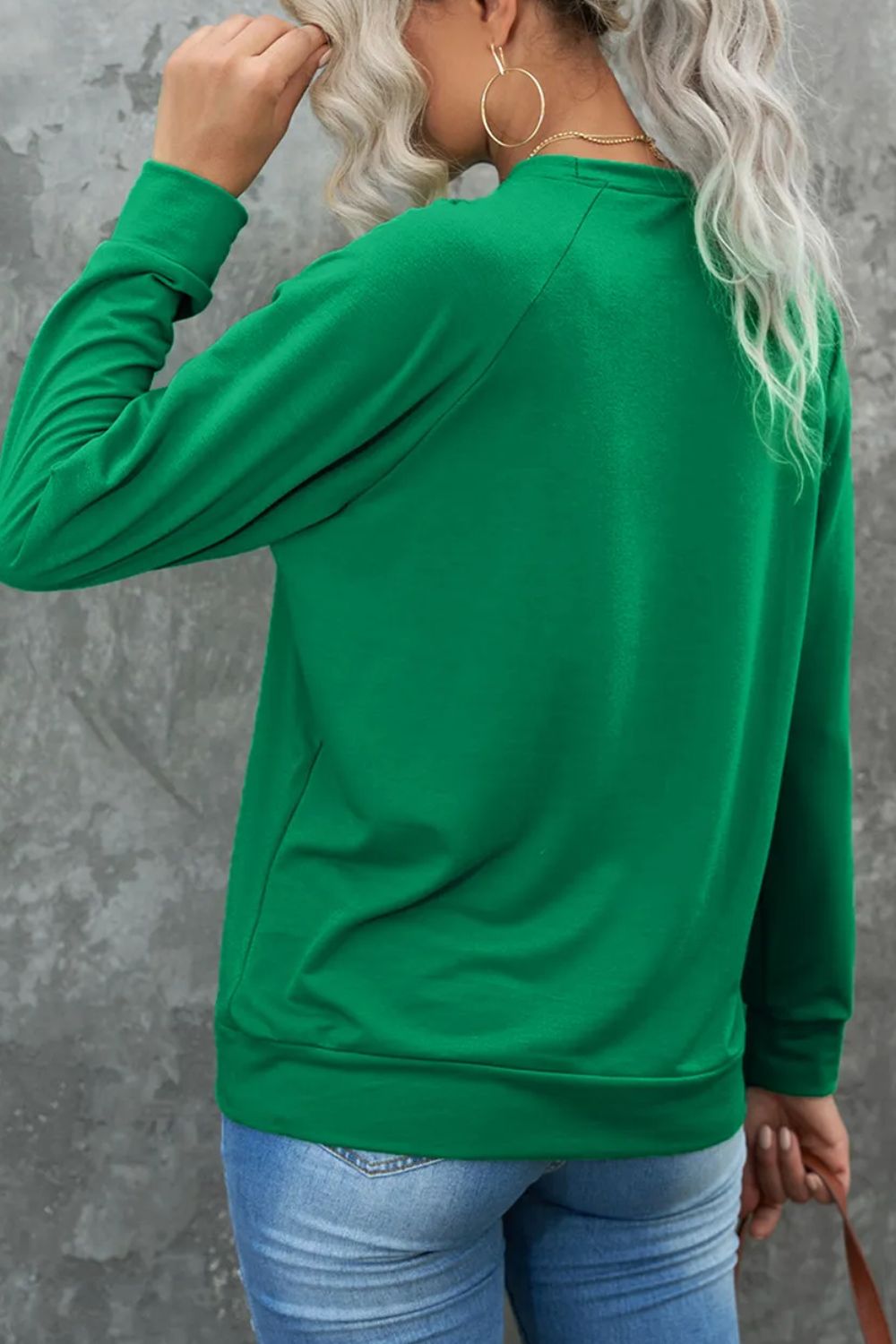 Candy Cane Round Neck Long Sleeve Sweatshirt NicholesGifts