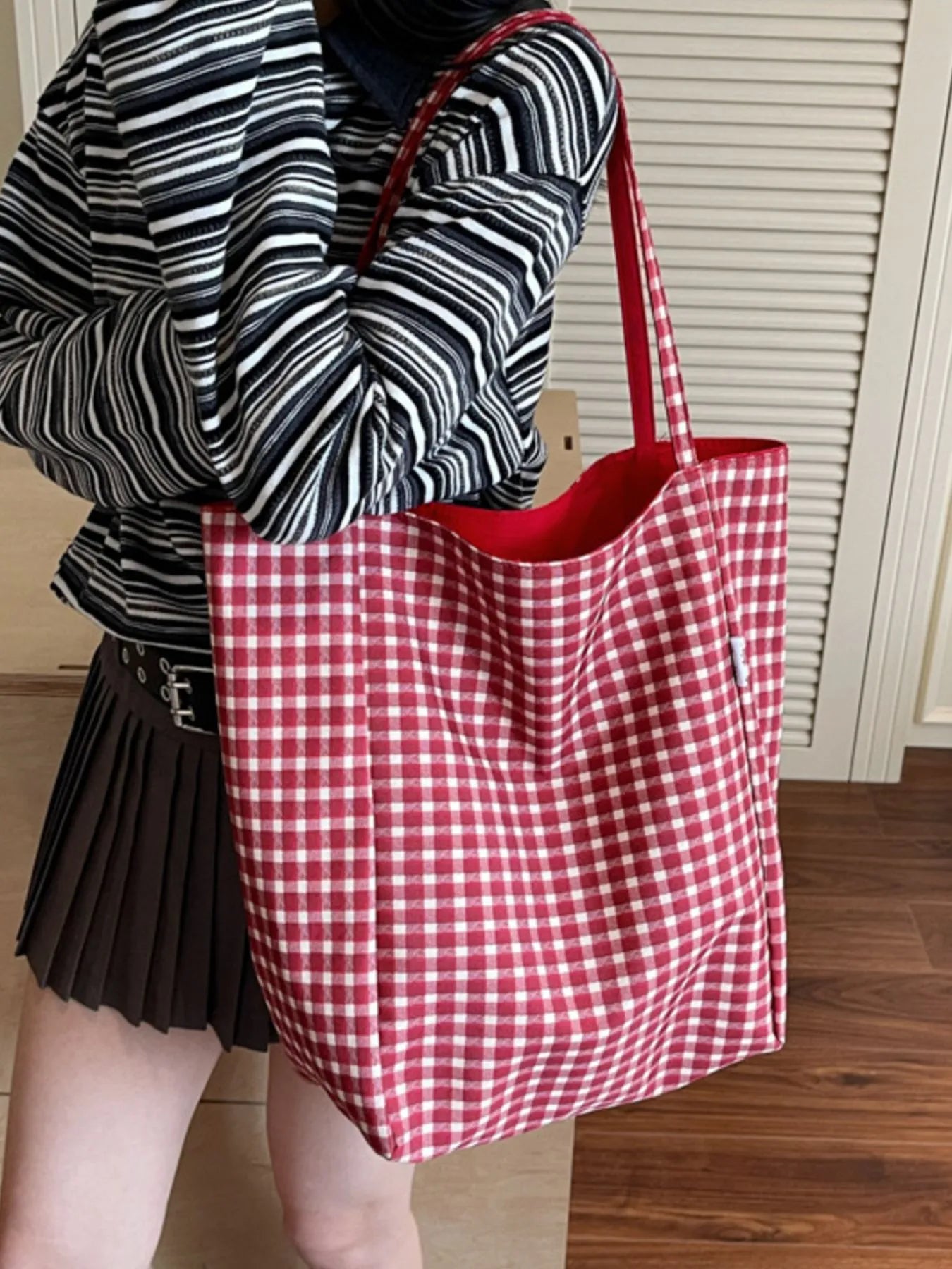 Plaid Pattern Tote Bag Trendsi