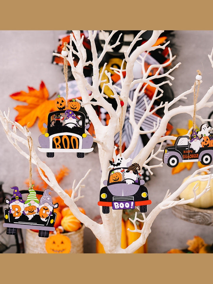 4-Piece Halloween Element Car-Shape Hanging Widgets