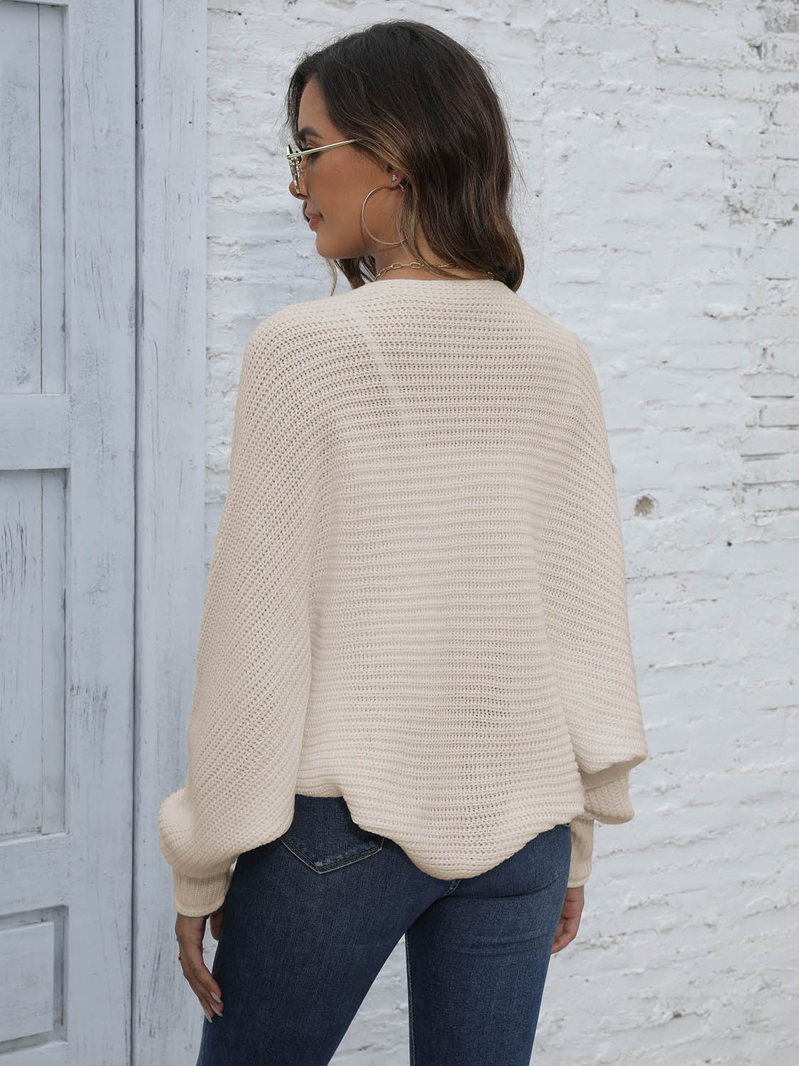 Bat Sleeve Open Front Short Cardigan nicholesgifts