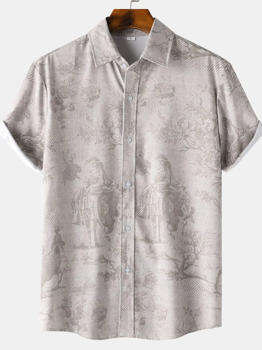 Men's Vintage Print Short Sleeve Casual Shirt NicholesGifts