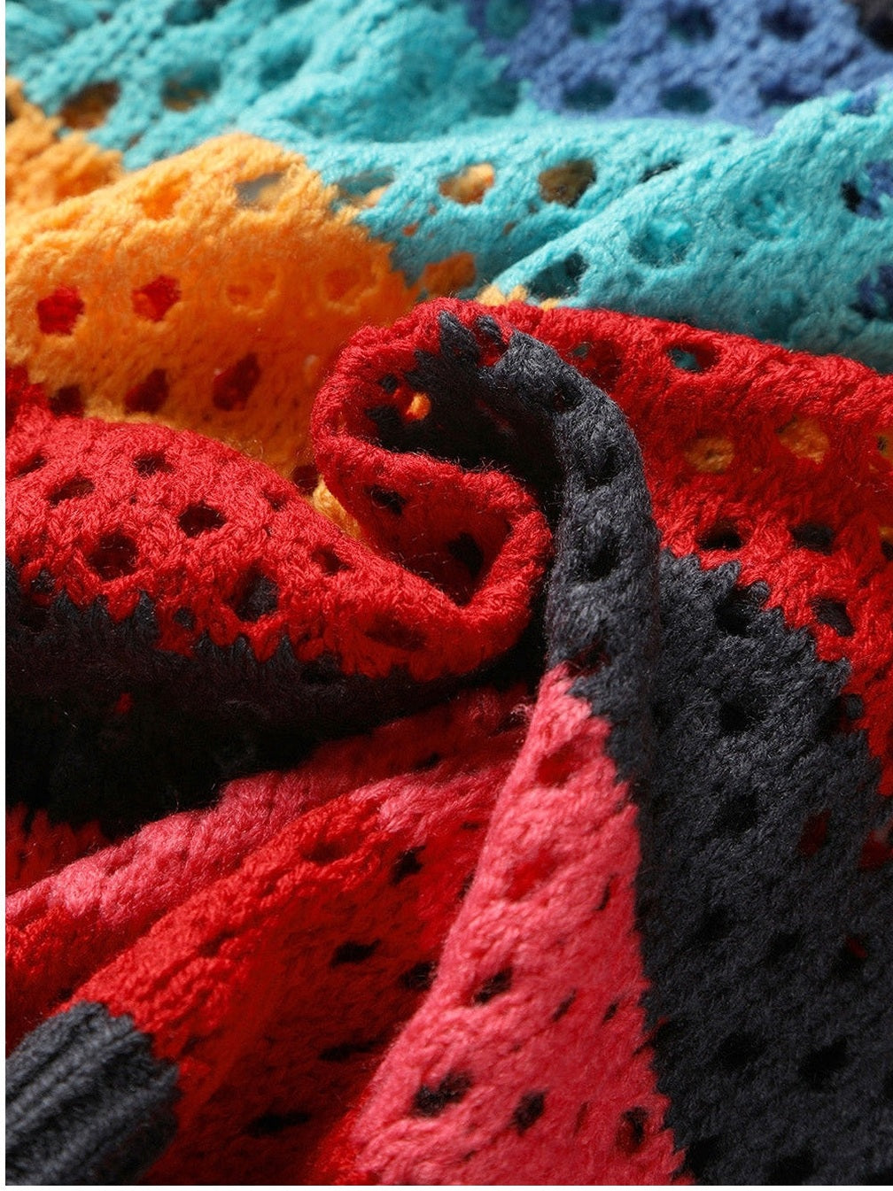 NicholesGifts Women Openwork Color Block Tied Cardigan