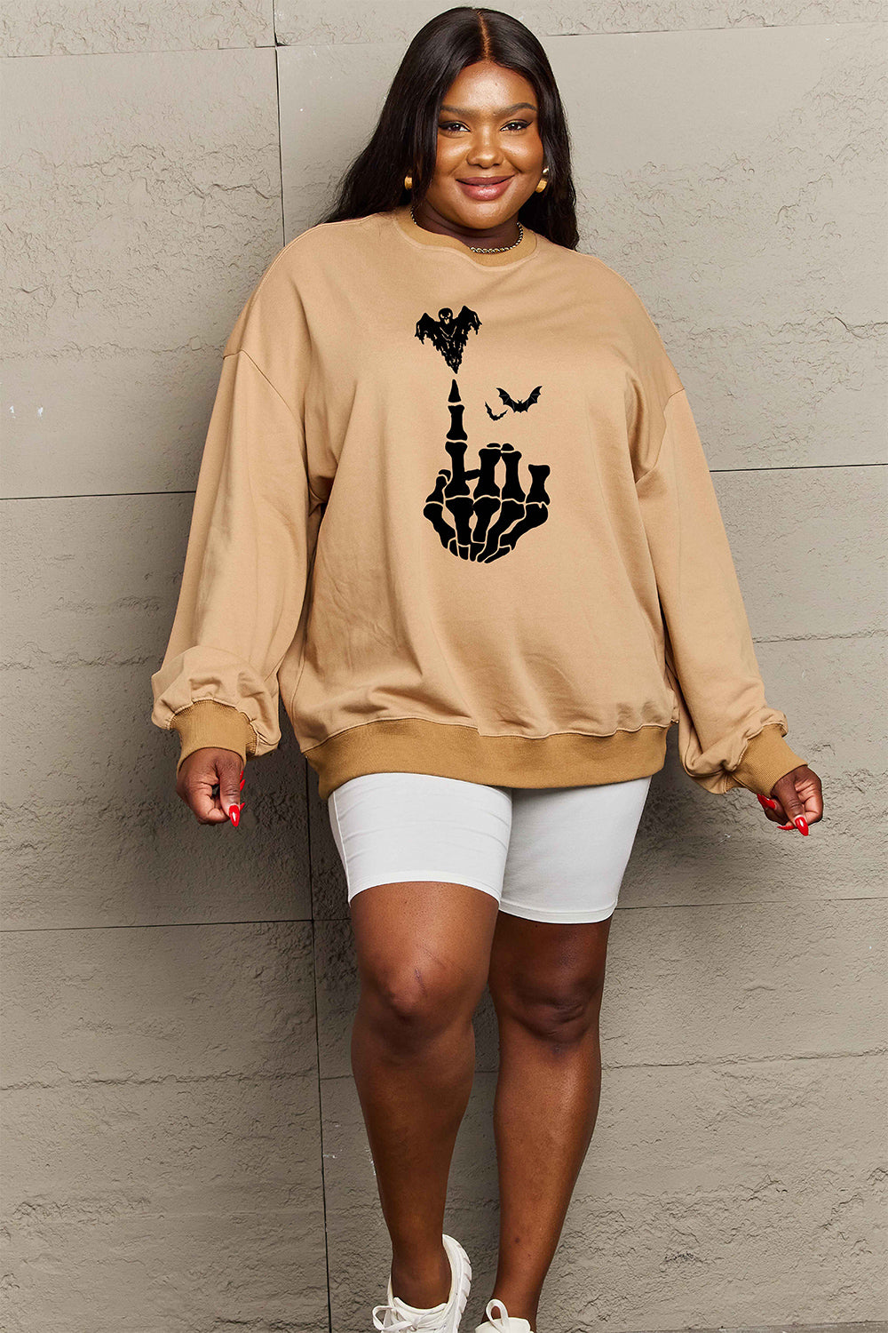 Women Simply Love Full Size Halloween Element Graphic Sweatshirt NicholesGifts