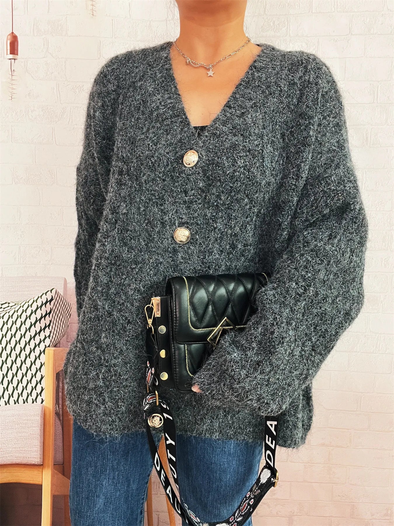 Cable Knit Button-Up Cardigan