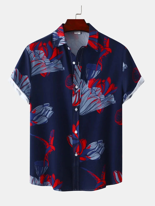 Men's Plus Size Button-Down Short Sleeve Shirt Trendsi