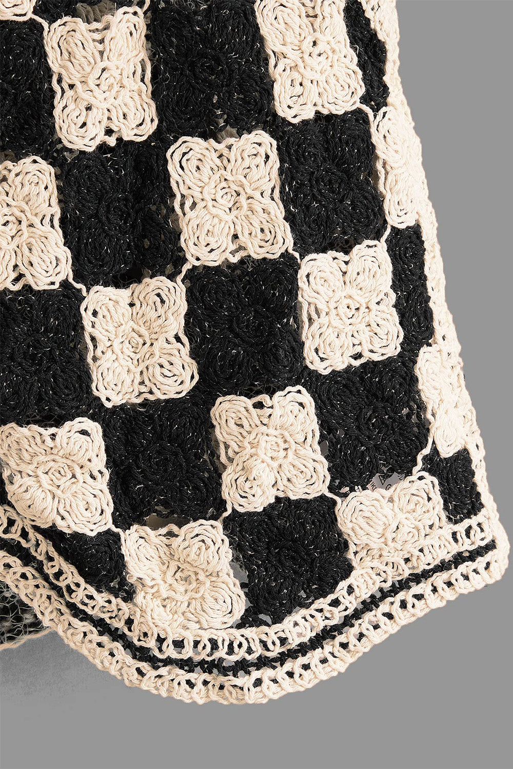 NicholesGifts Women Crochet Checkered V-Neck Button Up Vest NicholesGifts