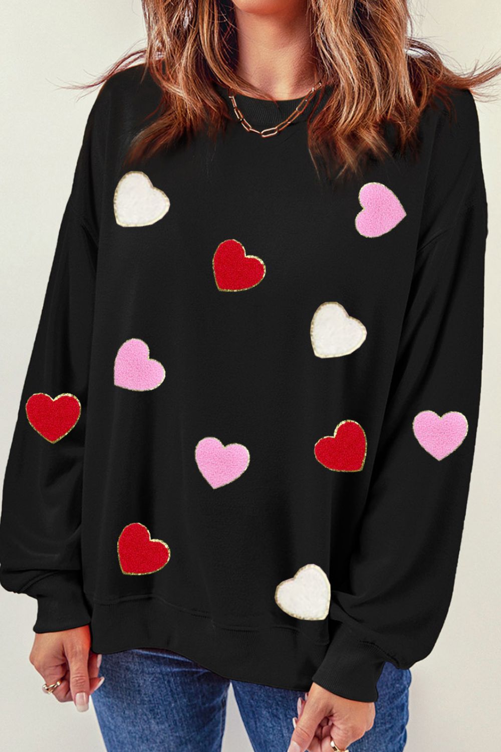 Valentine's Day Contrast Heart Long Sleeve Sweatshirt NicholesGifts