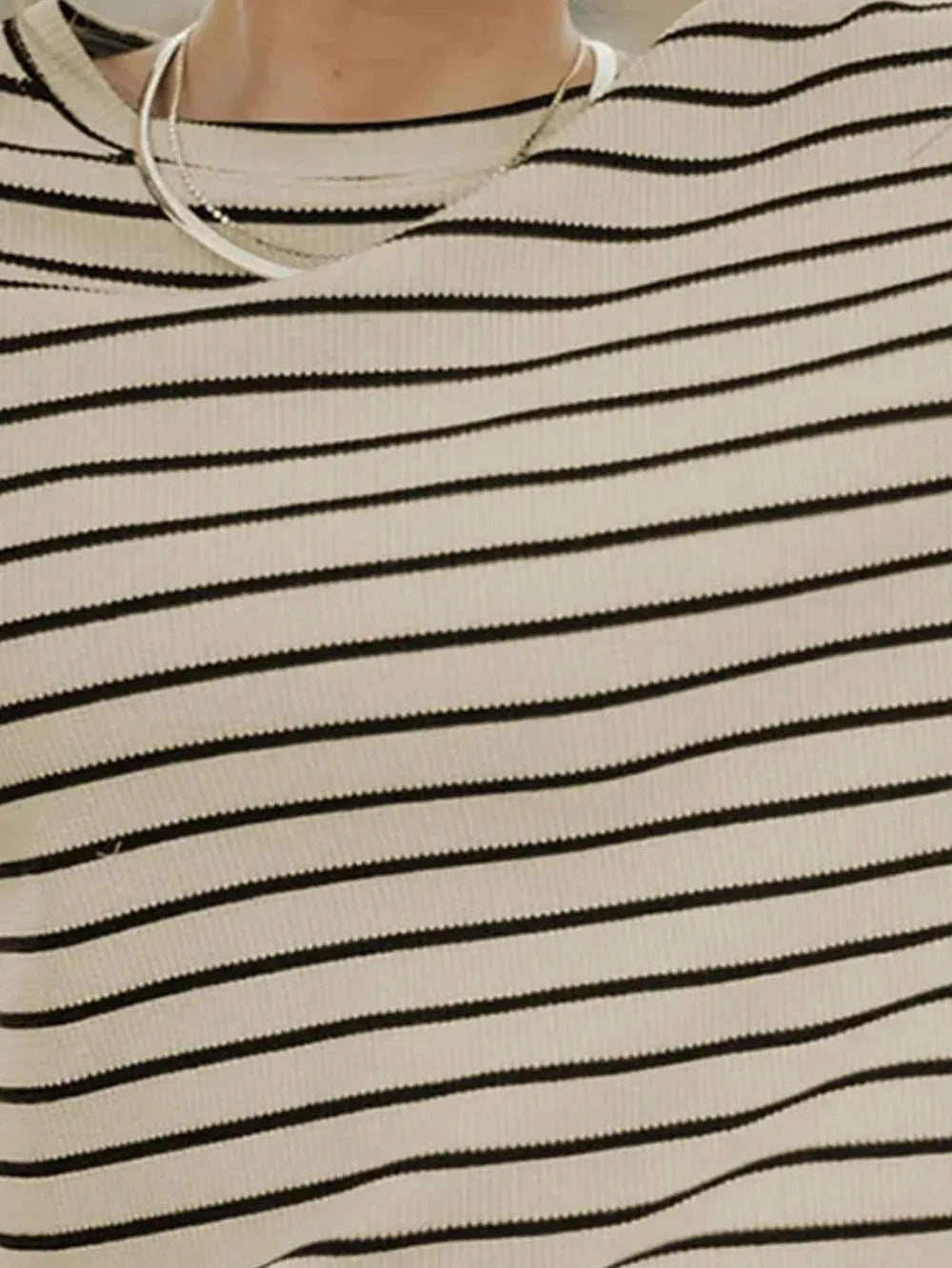 Striped Round Neck Dropped Shoulder Top NicholesGifts