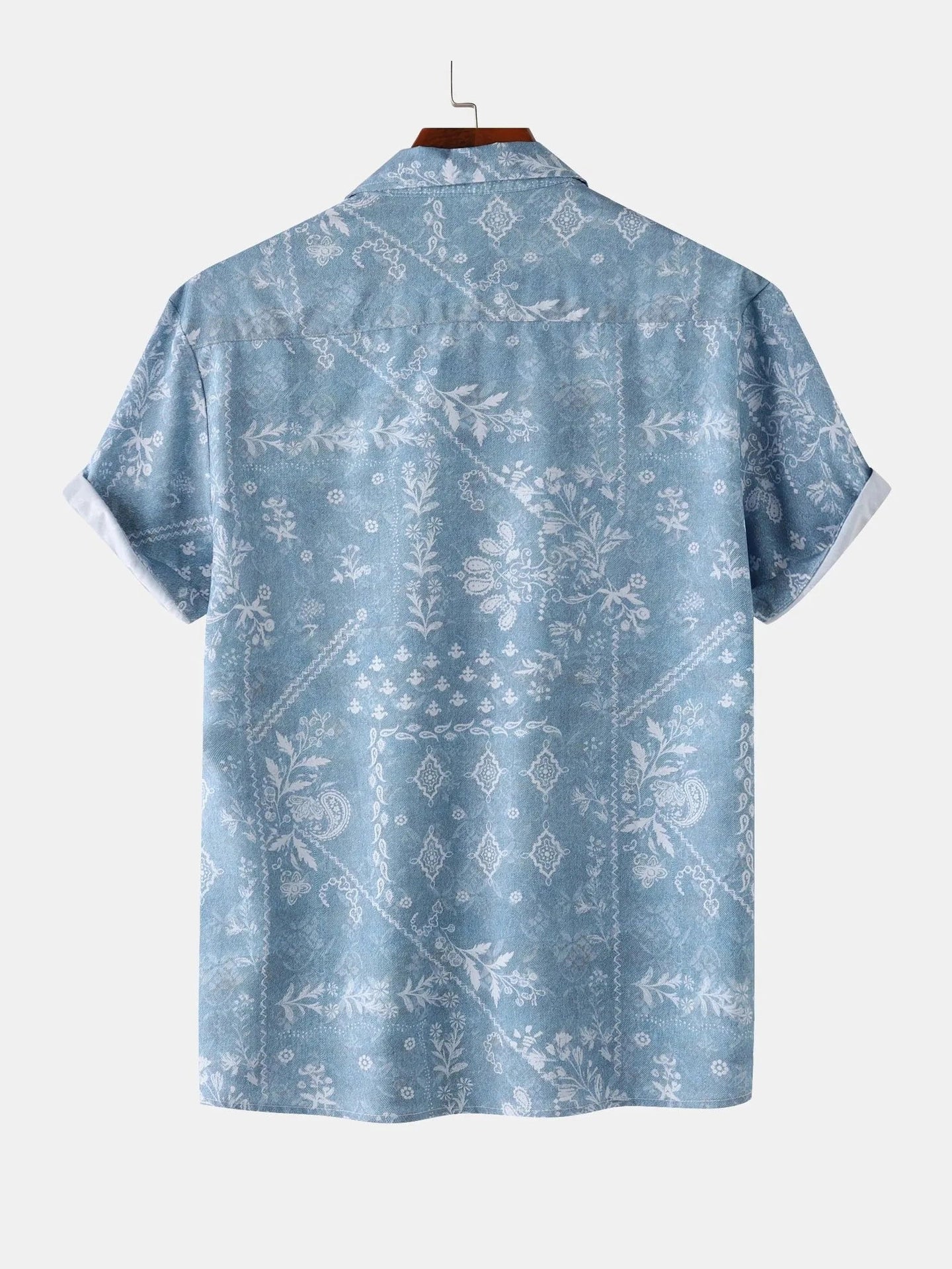 Men's Printed Short Sleeve Button-Up Shirt Trendsi