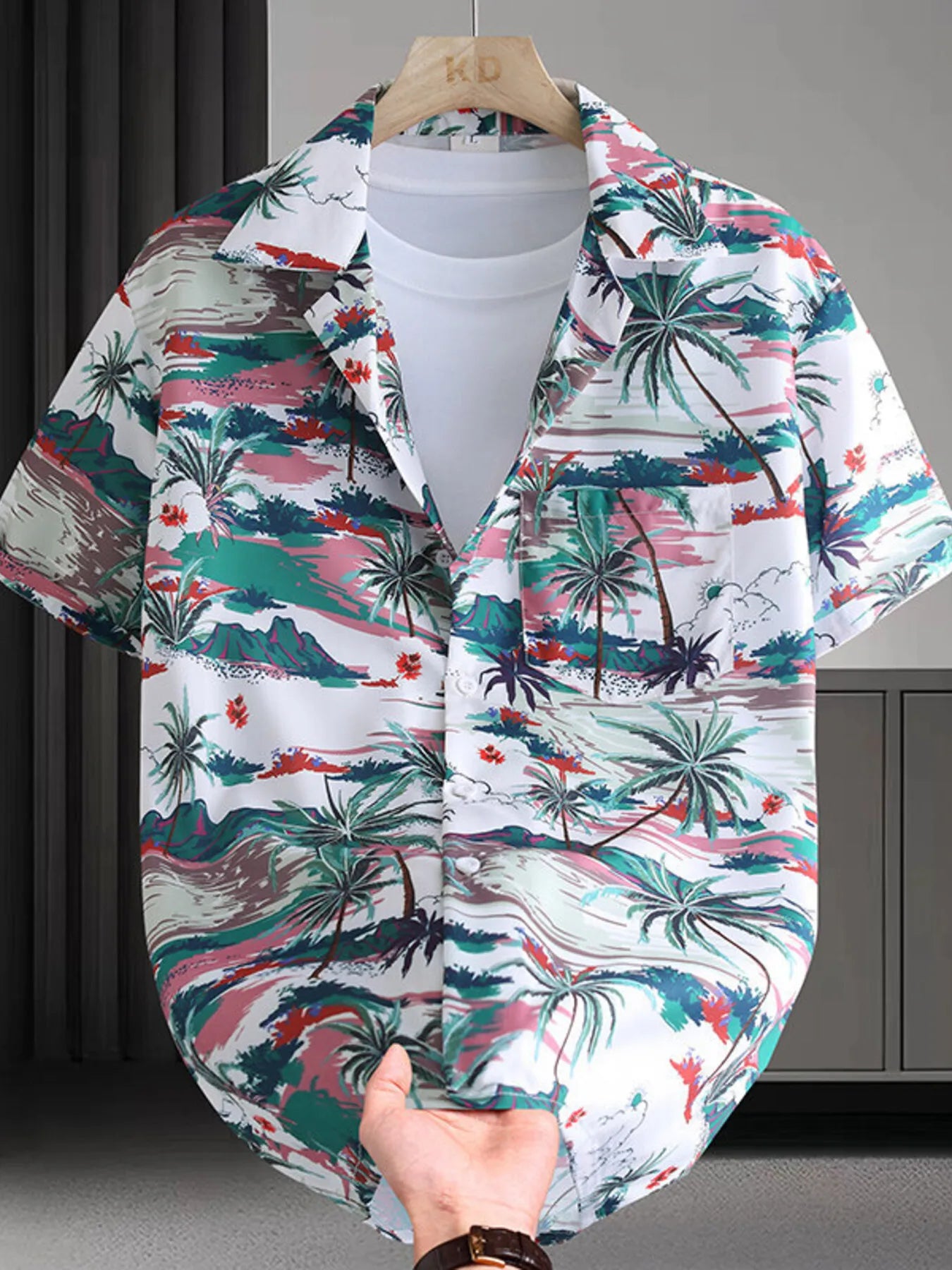 Men's Plus Size Hawaiian Print Short Sleeve Shirt NicholesGifts