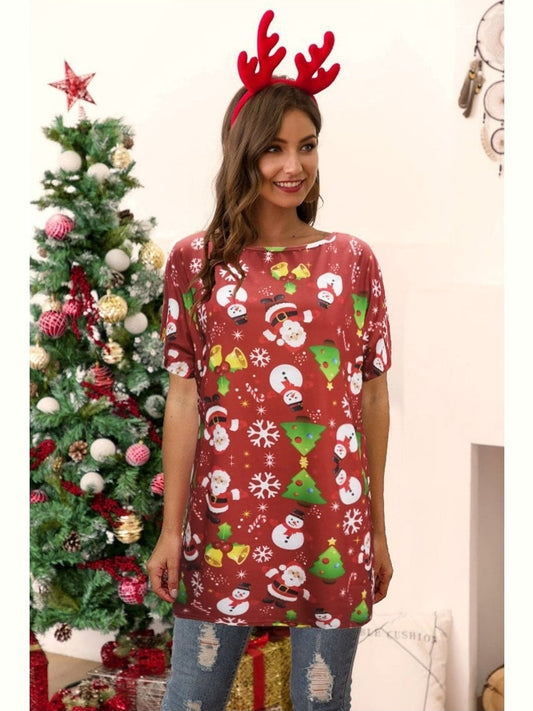 Christmas Round Neck Short Sleeve T-Shirt