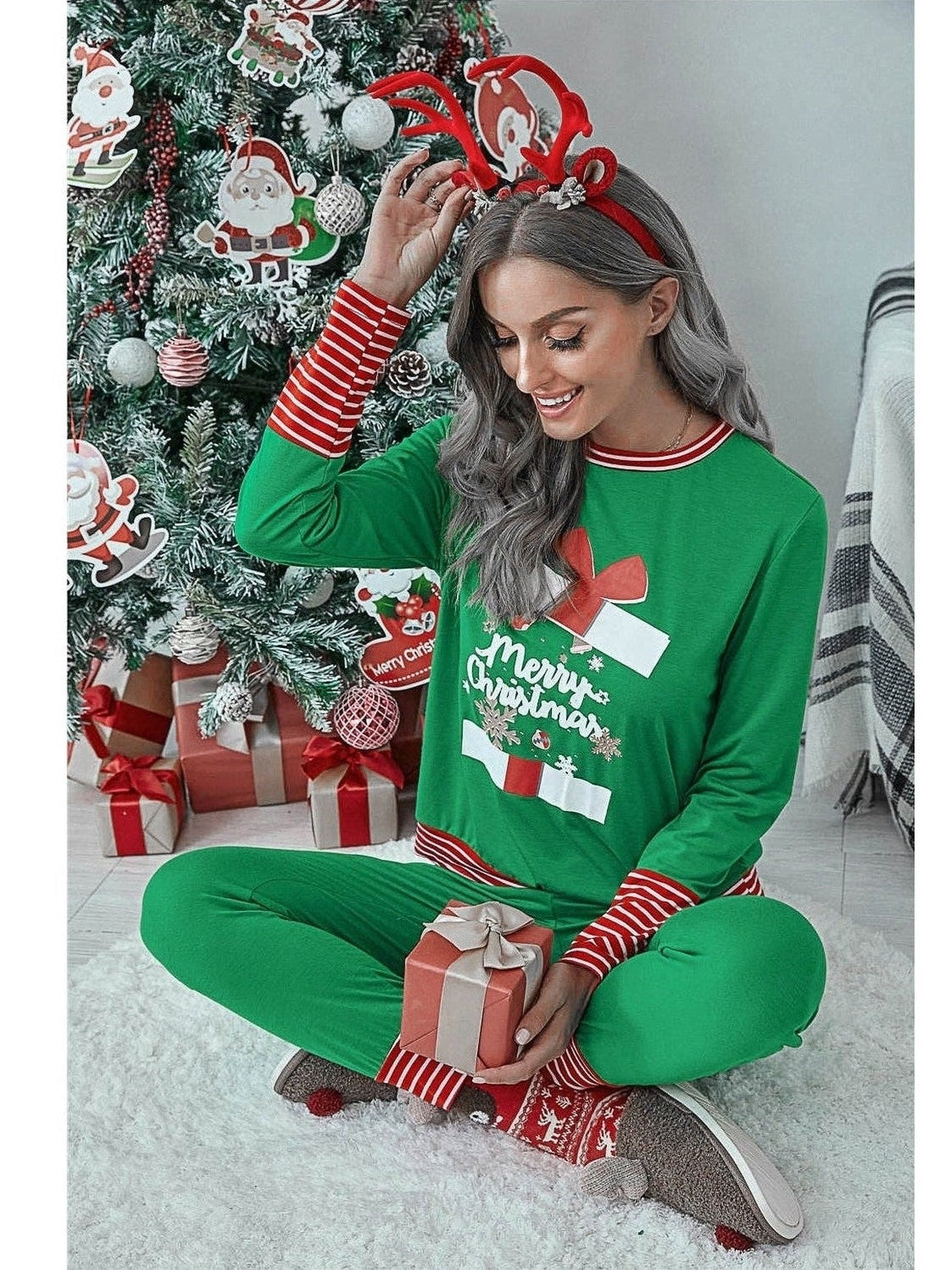 Full Size MERRY CHRISTMAS Graphic Top and Pants Lounge Set