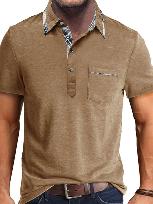 Men's Full Size Classic Plaid Collar Cotton Polo Shirt Plus Size NicholesGifts