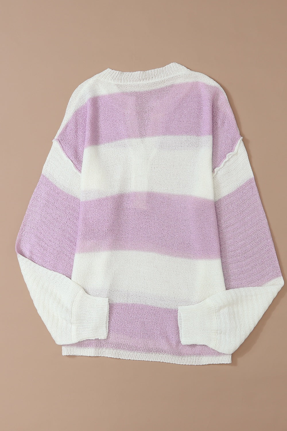 Women Striped Half Button Ribbed Pink Purple Sweater NicholesGifts