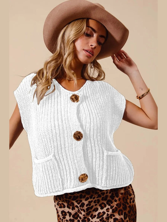 SO ME Big Metal Button Front Sweater Vest nicholesgifts