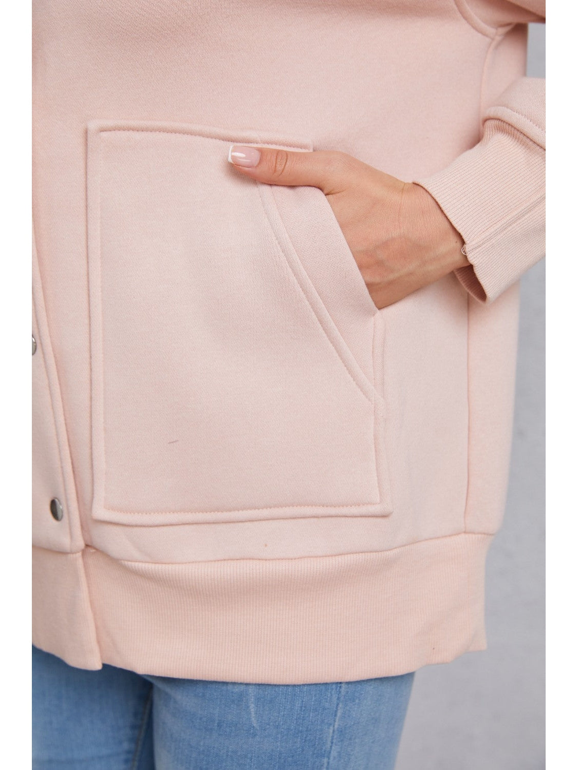 NicholesGifts Women Snap Down Dropped Shoulder Hoodie NicholesGifts