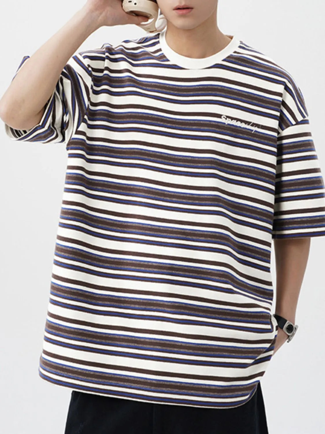 Men's Striped Round Neck Half Sleeve T-Shirt
