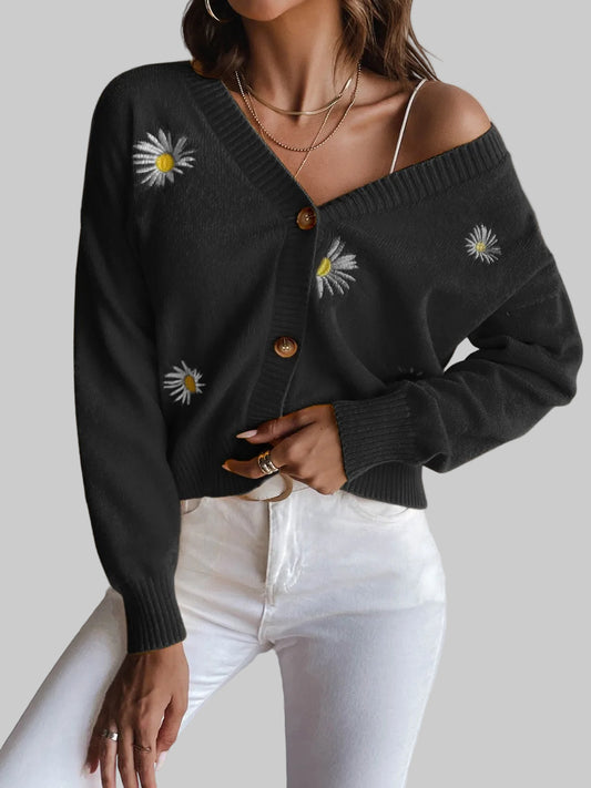 Women Floral Button Up Cardigan Sweater nicholesgifts