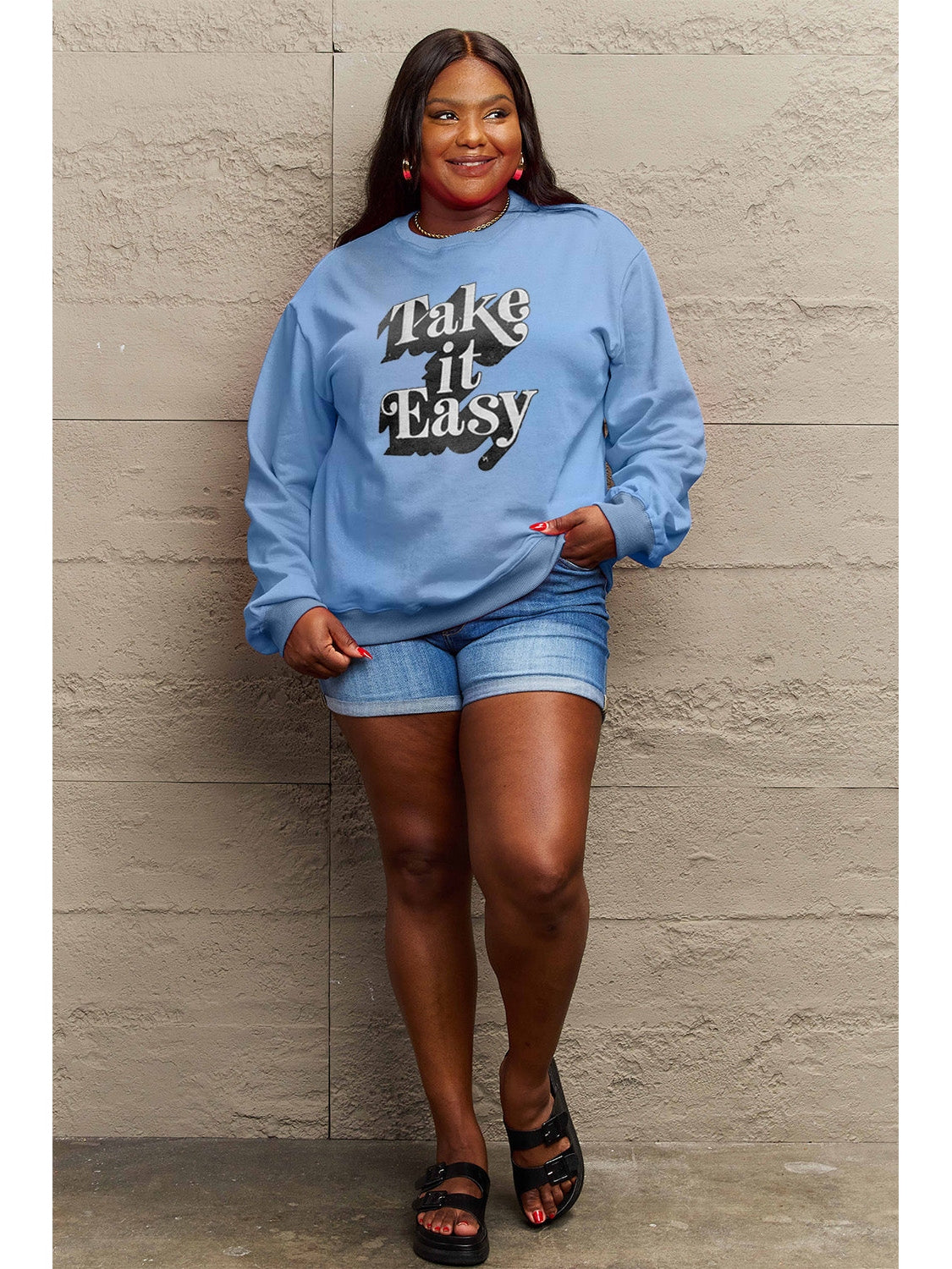 Simply Love Full Size TAKE IT EASY Graphic Sweatshirt NicholesGifts