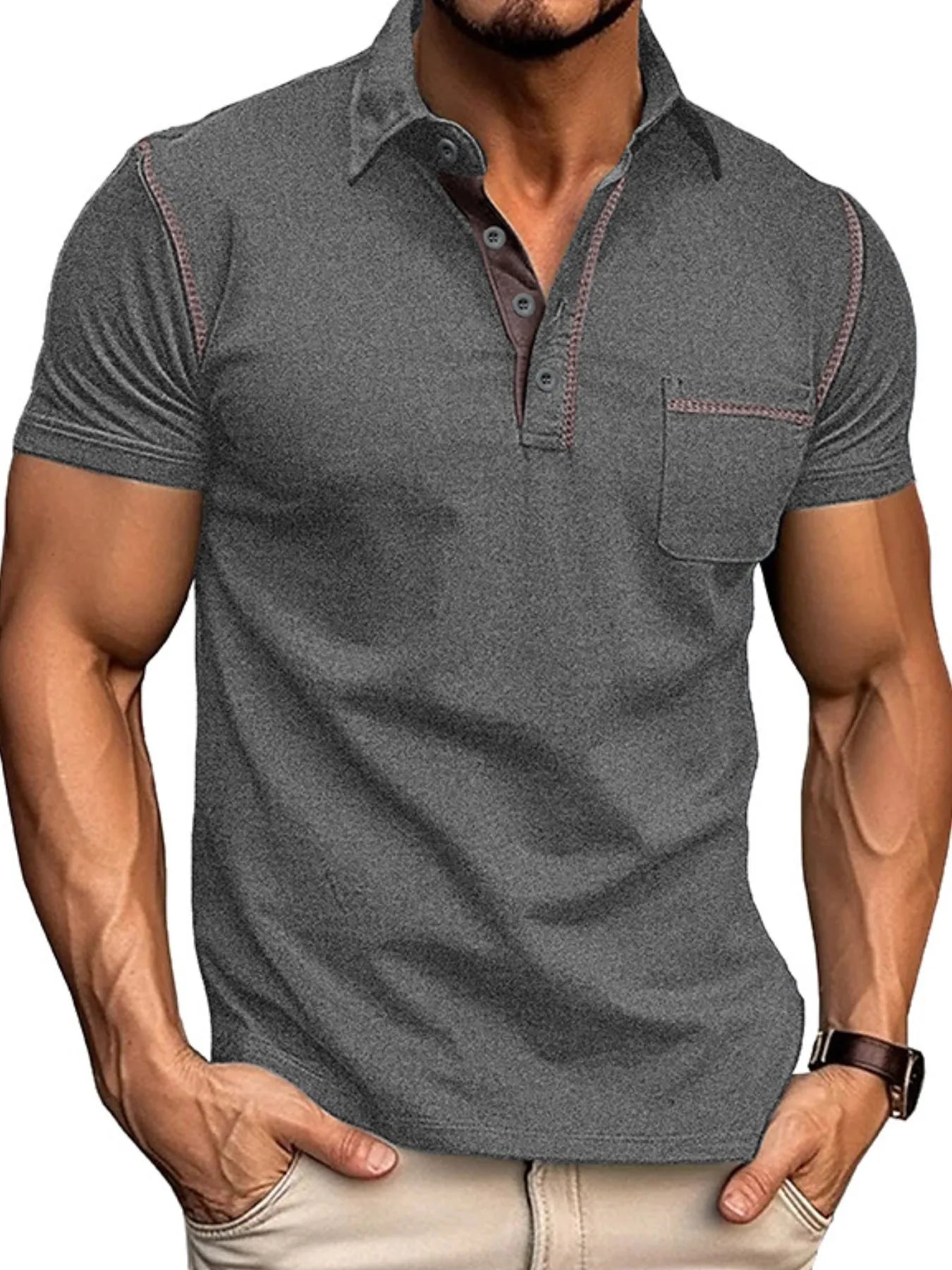 Men's Classic Polo Shirt with Contrast Stitching