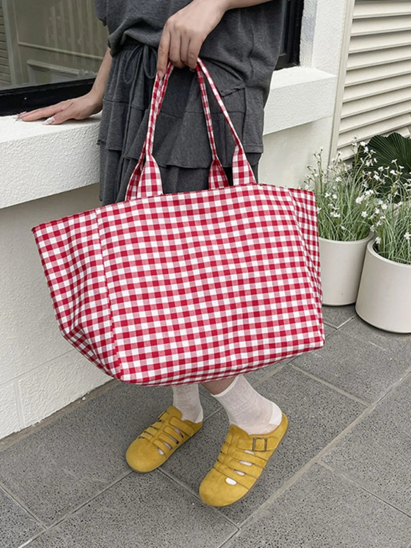 Classic Plaid Tote Bag Trendsi
