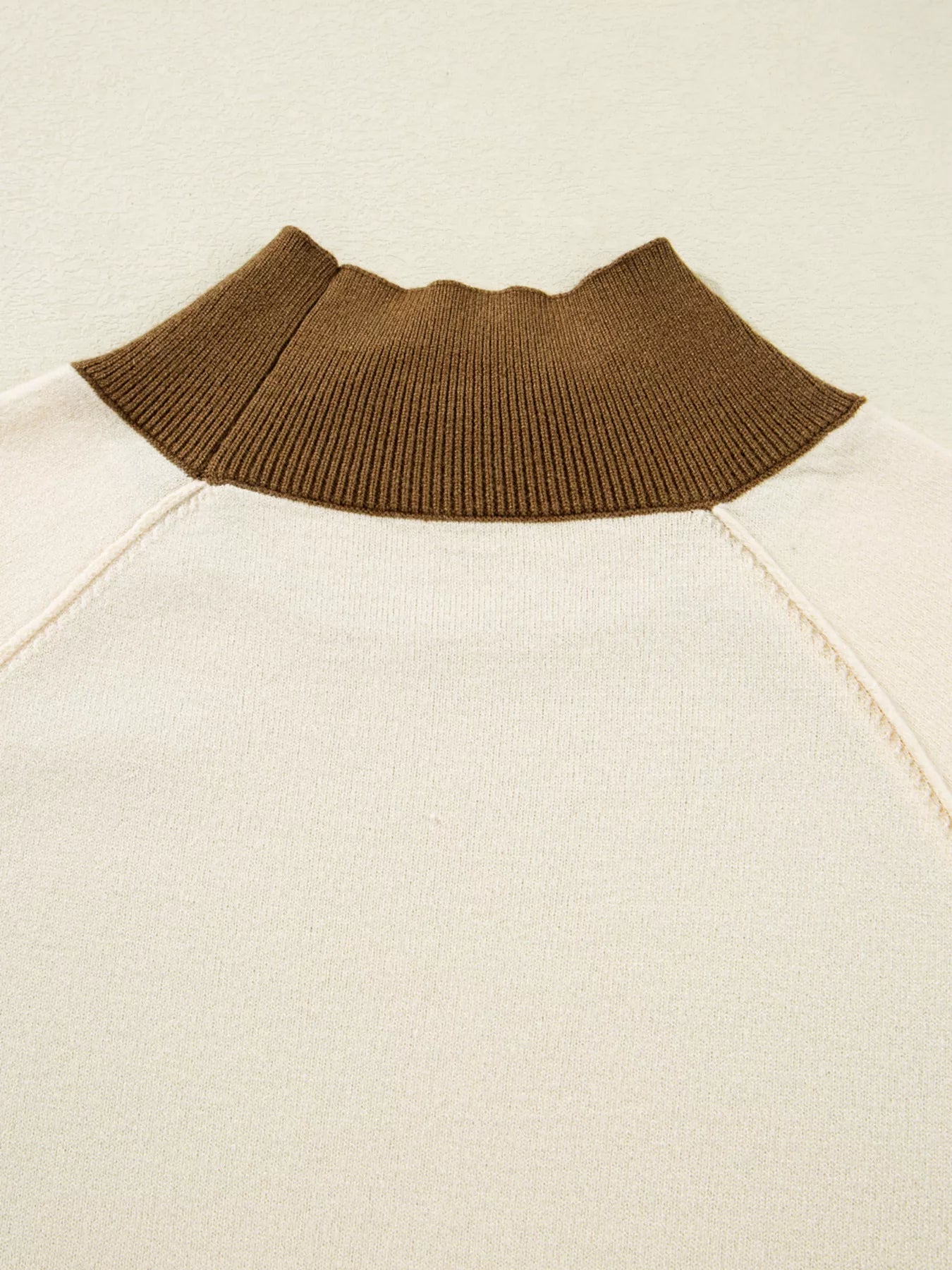 Color Block Mock Neck Long Sleeve Sweater Trendsi