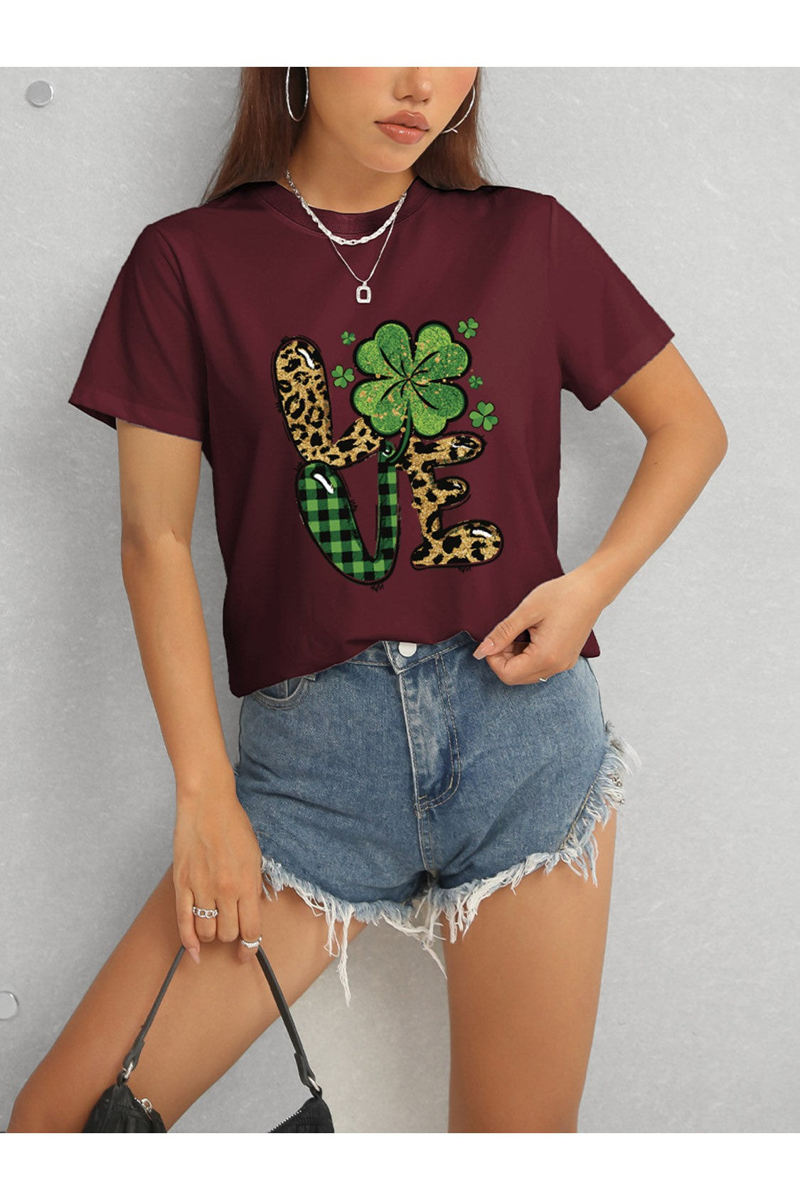 Women LOVE Round Neck Short Sleeve T-Shirt NicholesGifts