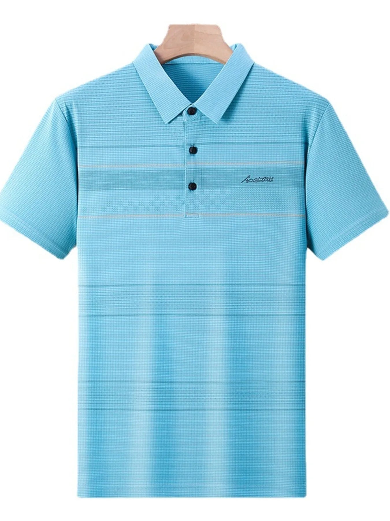 Men's Plus Size Striped Quick-Dry Short Sleeve Polo Shirt