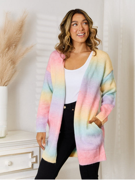 NicholesGifts Women Full Size Gradient Open Front Cardigan