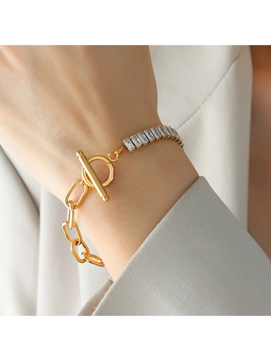 Zircon Titanium Steel Closure Bracelet