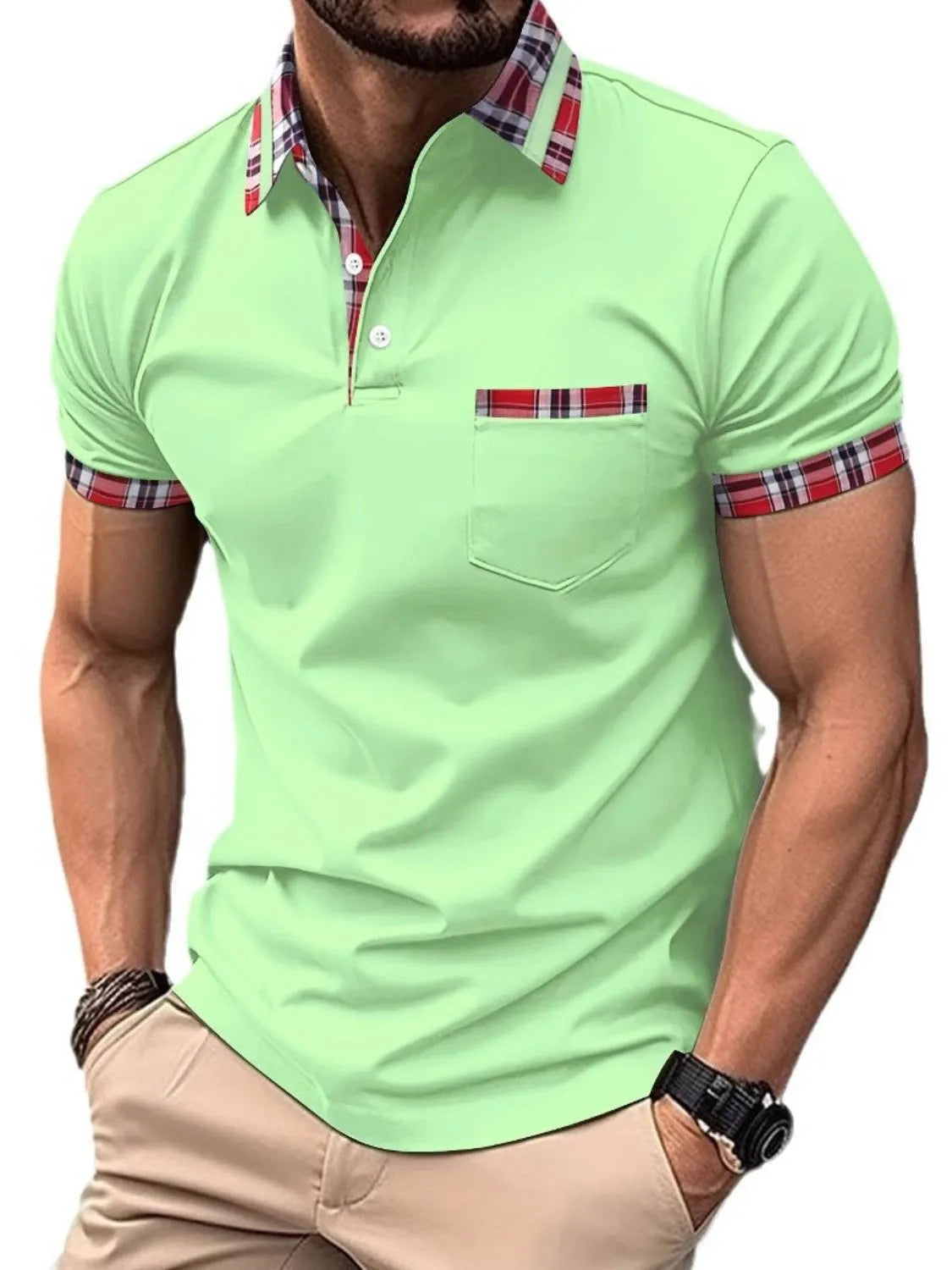 Men's Full Size Collared Neck Short Sleeve Polo Plus Size Trendsi
