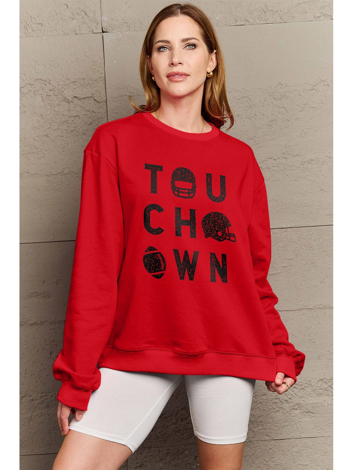 Women Simply Love Full Size Touchdown Long Sleeve Sweatshirt NicholesGifts