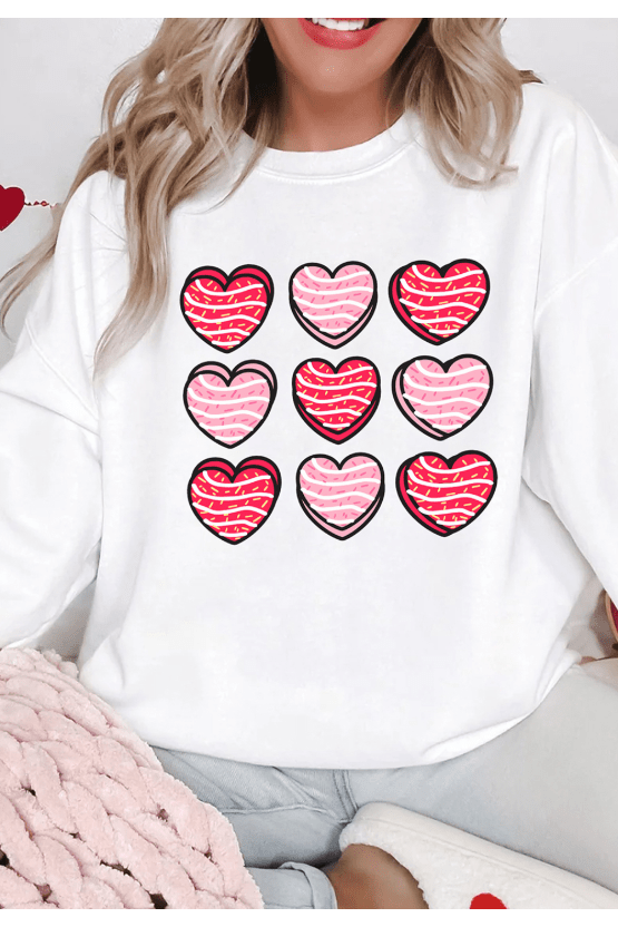 Women Valentine's Day Heart Round Neck Long Sleeve Sweatshirt