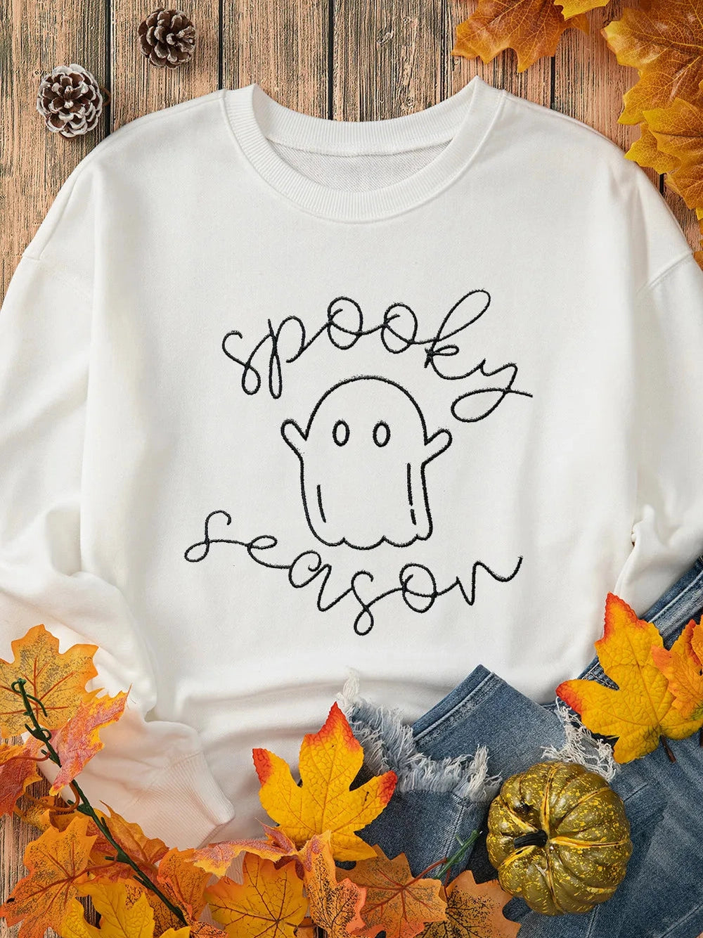 Ghost Graphic Long Sleeve Dropped Shoulder Sweatshirt