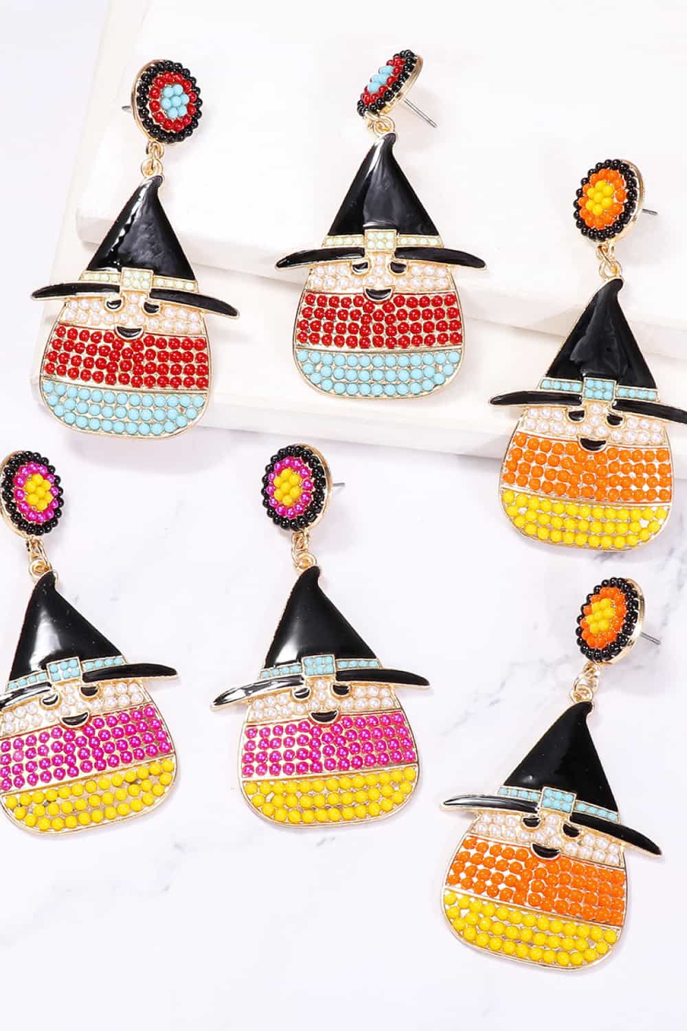 Women Witch's Hat Shape Synthetic Pearl Dangle Earrings NicholesGifts
