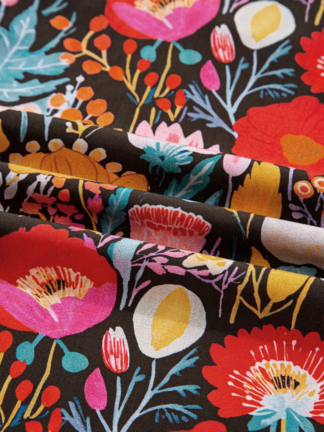 Floral 3/4 Puff Sleeve Tied Neck Blouse NicholesGifts