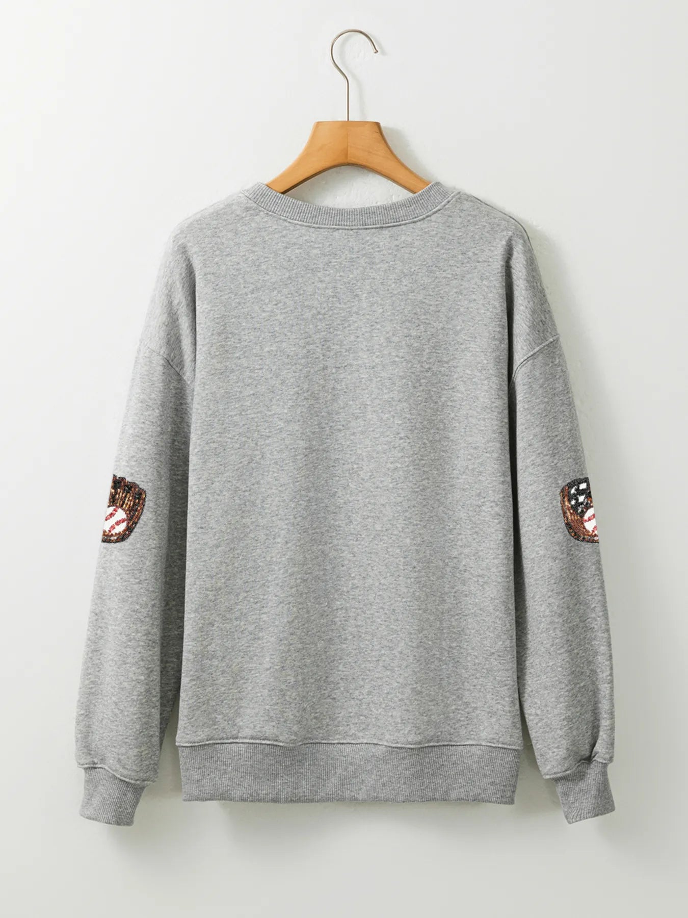 Sequin Baseball Patched Casual Sweatshirt