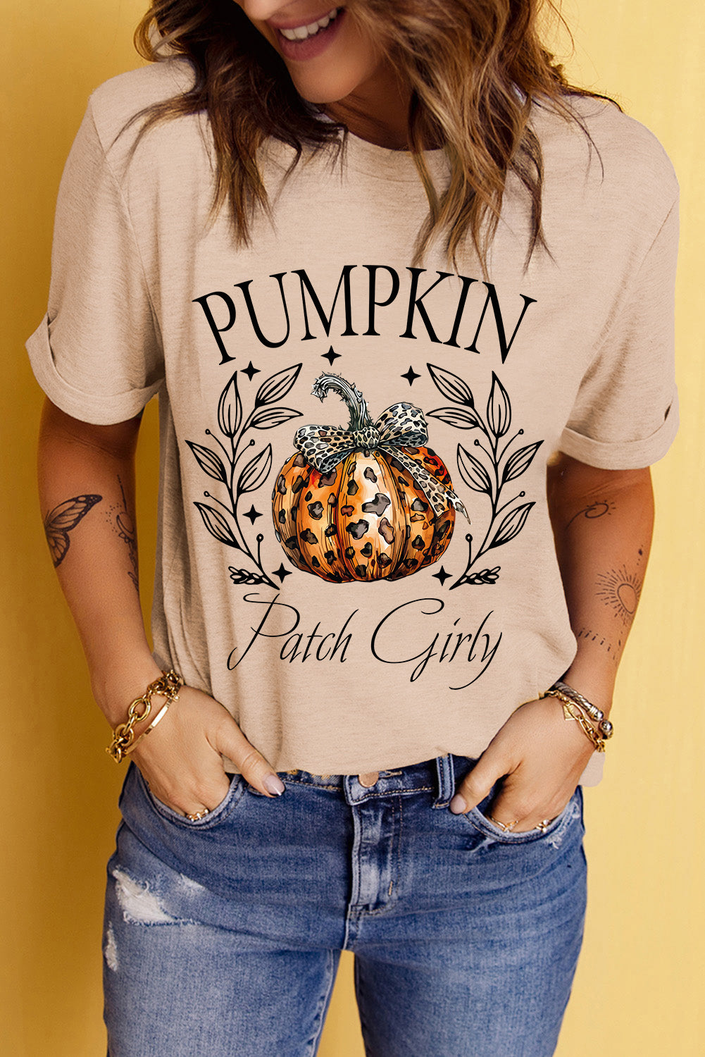 Pumpkin Graphic Round Neck Short Sleeve T-Shirt NicholesGifts