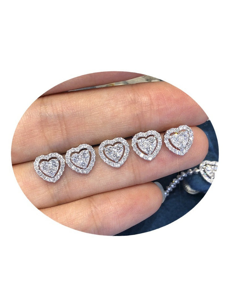 Women Rhinestone Love Stud Earrings For Women Temperament Fashion Heart-shape Earrings NicholesGifts