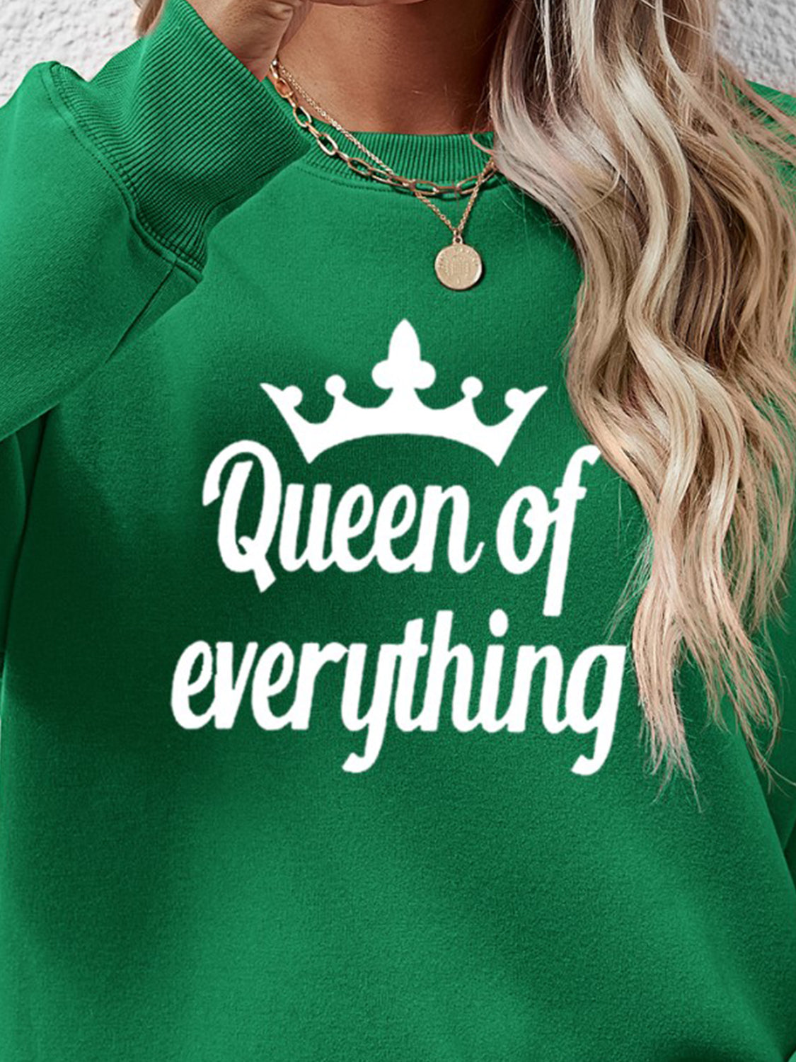 NicholesGifts Women Queen Of Everything Round Neck Sweatshirt NicholesGifts