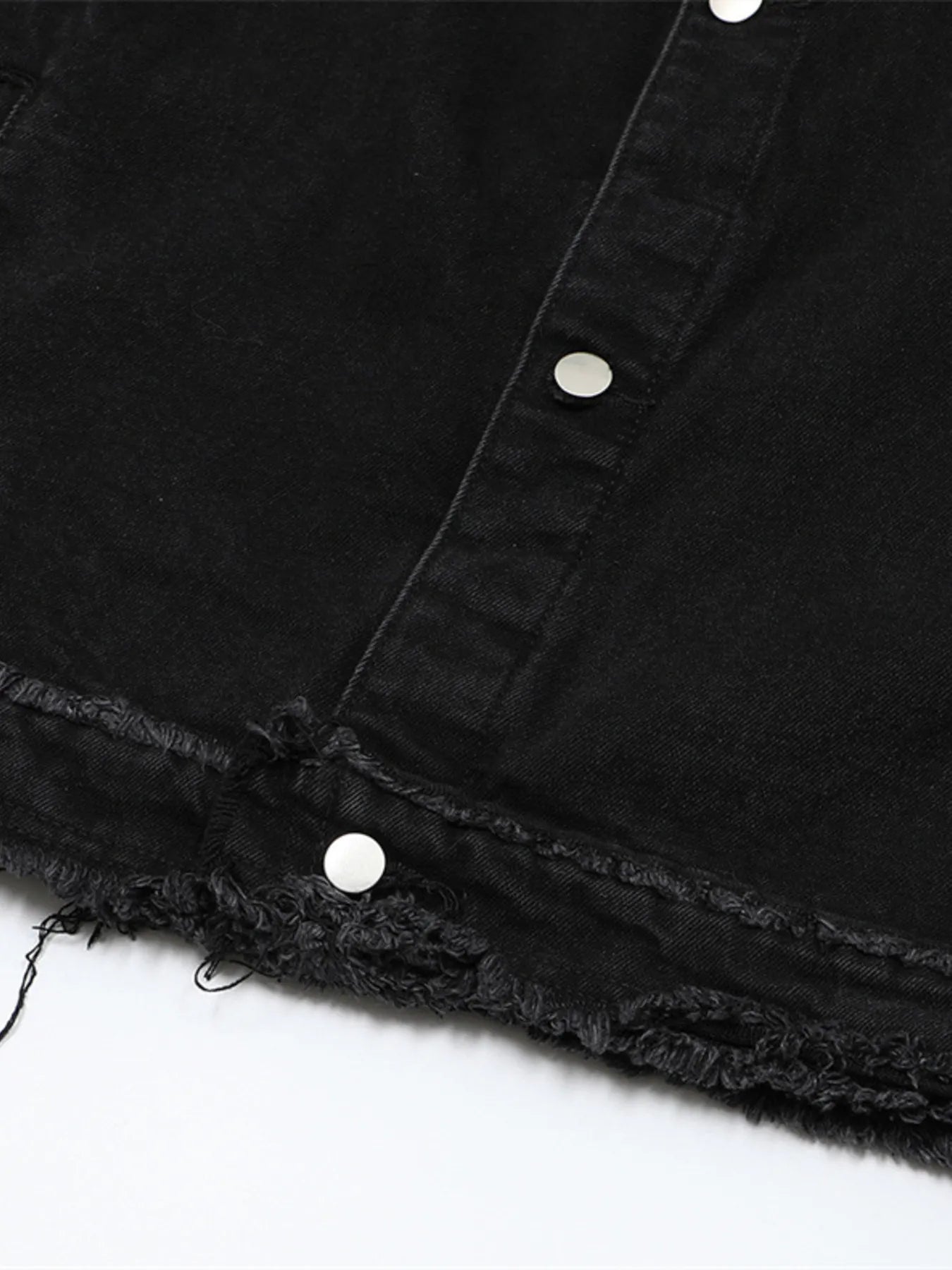 Men's Raw Hem Long Sleeve Denim Jacket Trendsi