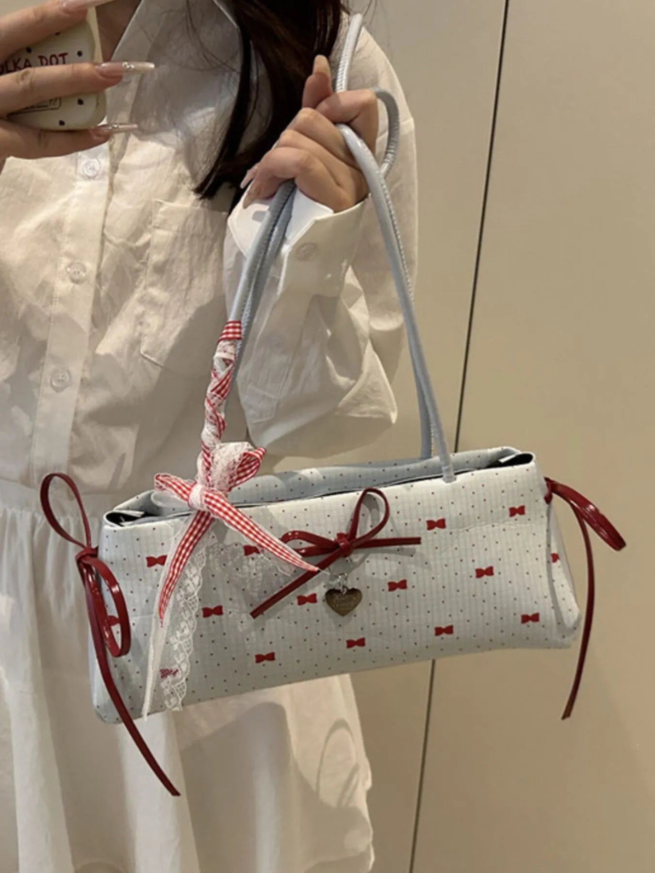 Bow Print Shoulder Bag Trendsi