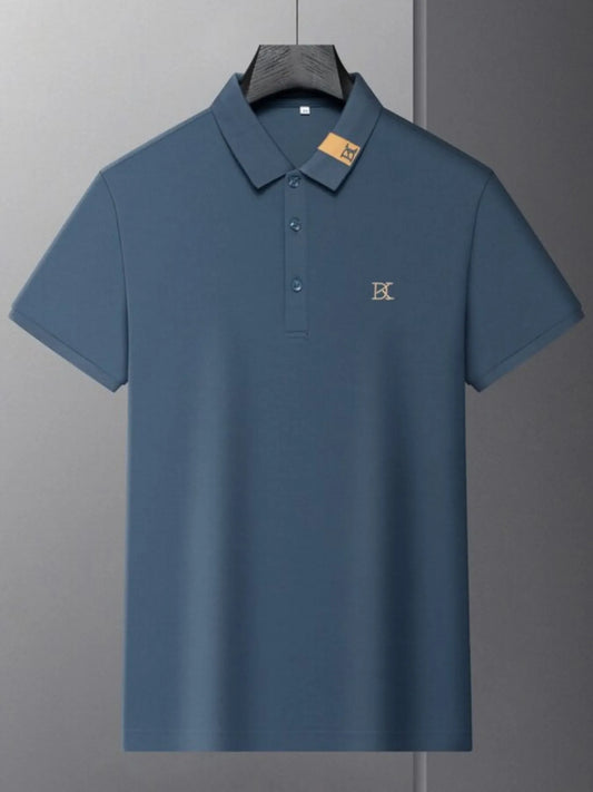 Men's Plus Size Short Sleeve Embroidered Detail Polo NicholesGifts