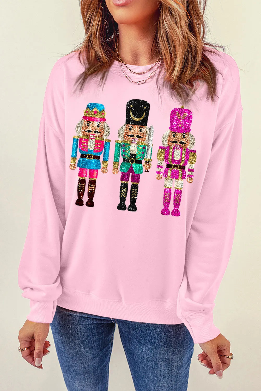 Nutcracker Graphic Round Neck Long Sleeve Sweatshirt NicholesGifts
