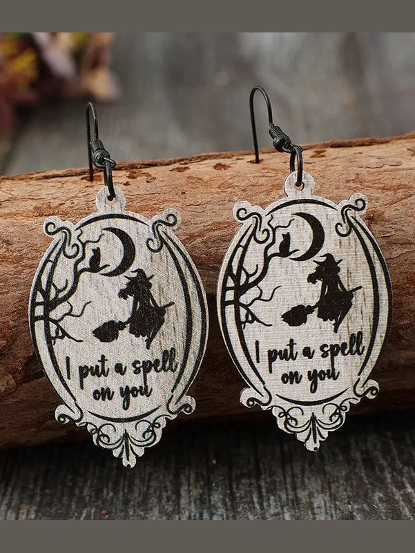 Witch Wooden Dangle Earrings
