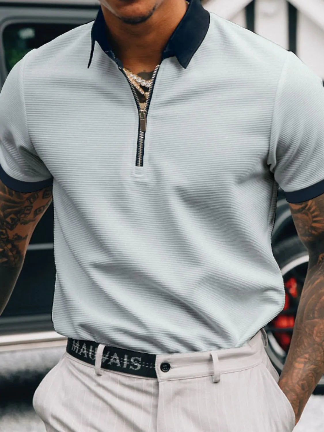 Men's Full Size Collared Neck Short Sleeve Polo Plus Size NicholesGifts