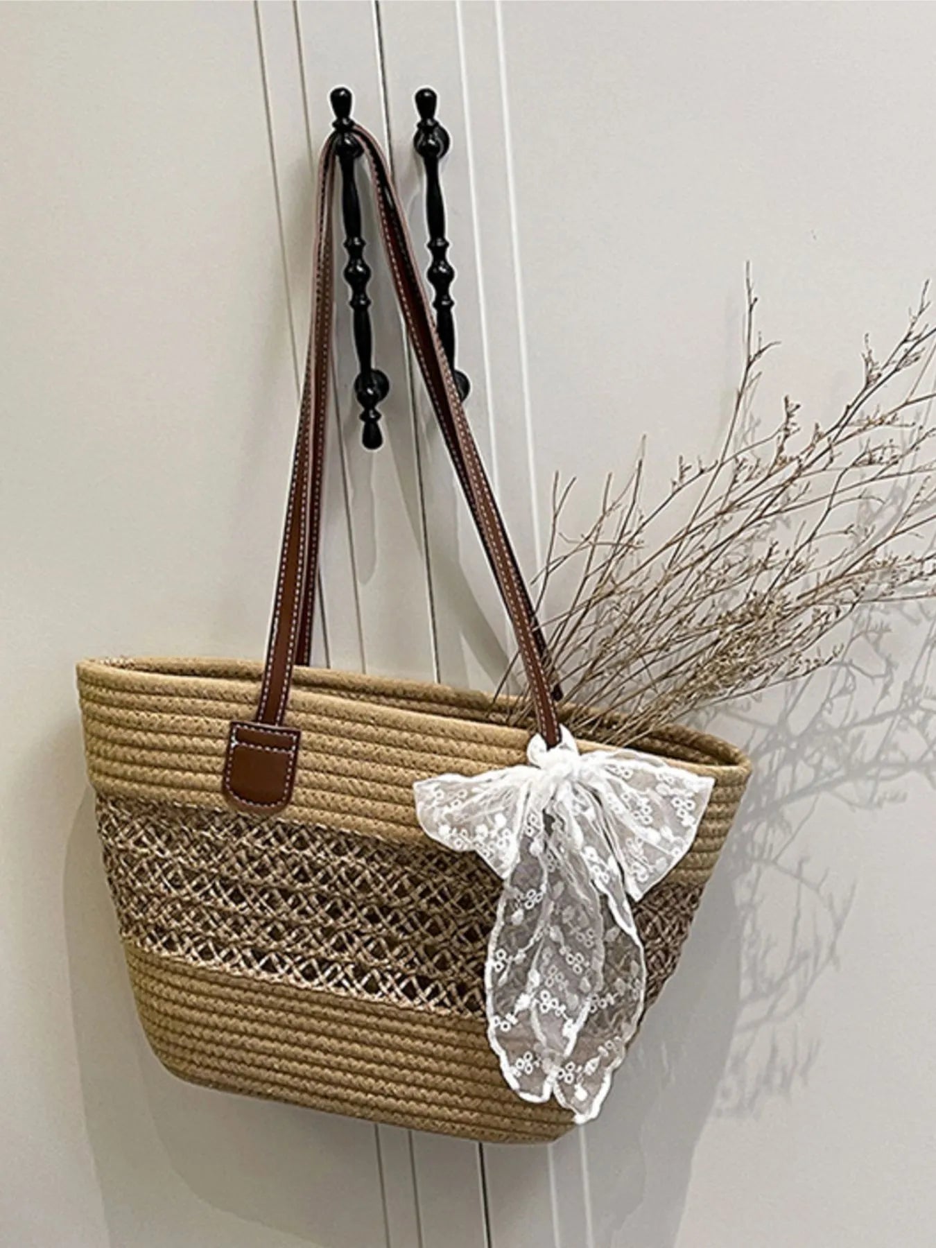 Woven Straw Shoulder Bag Trendsi