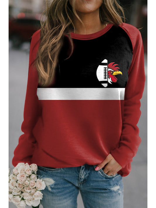 Women Round Neck Long Sleeve Graphic Sweatshirt