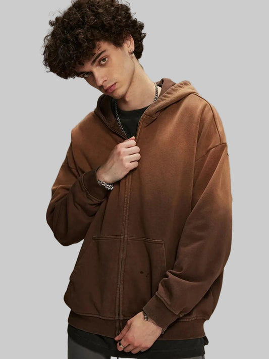 Unisex Gradient Zip Up Drop Shoulder Hoodie nicholesgifts