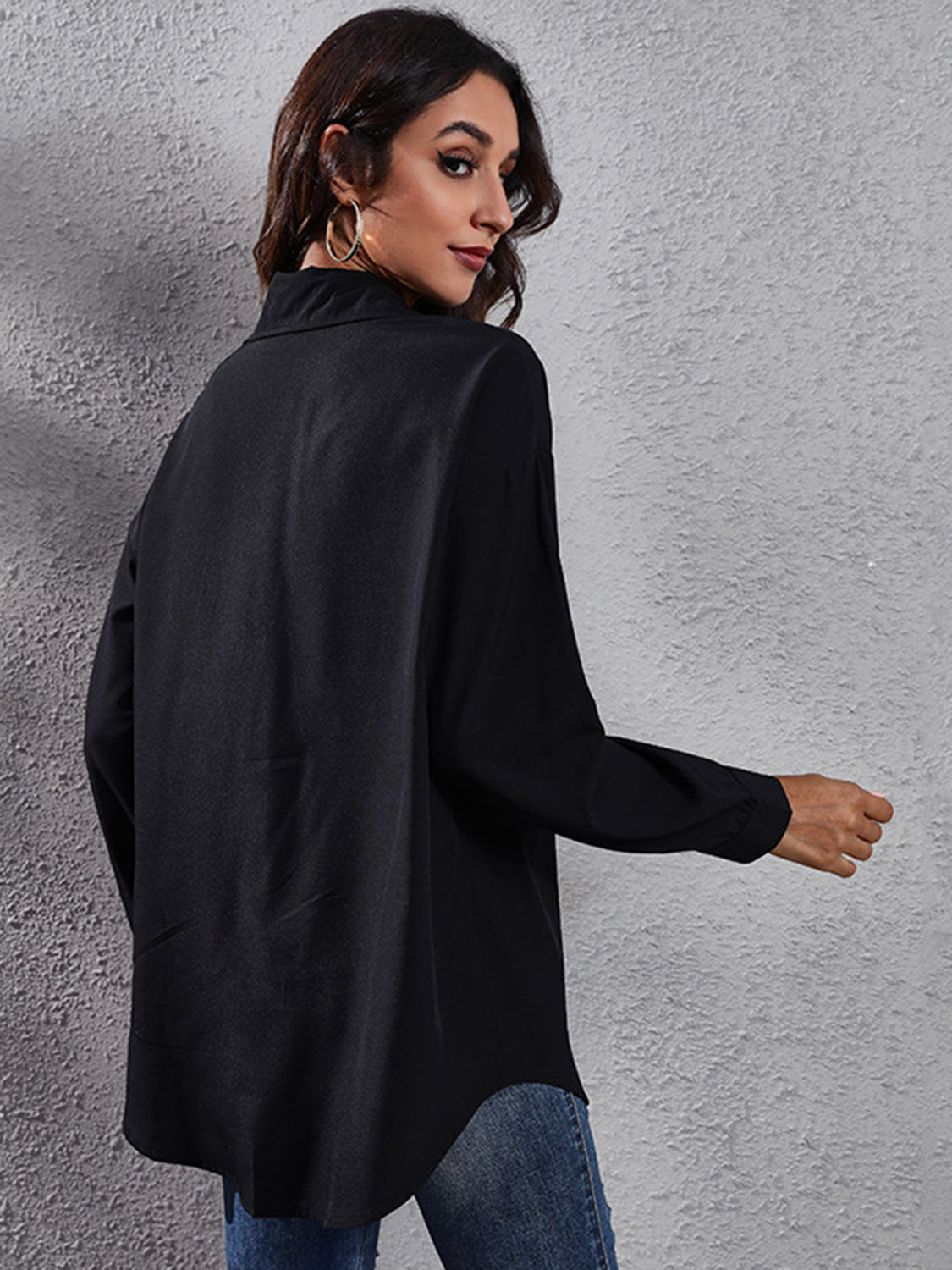 Women Printed Collared Neck Long Sleeve Shirt